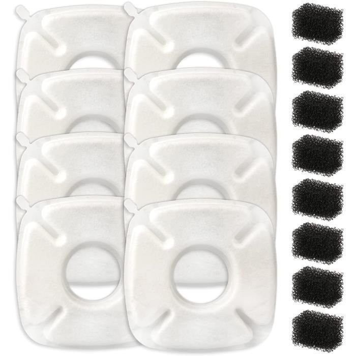 FEELNEEDY Lot de 6 filtres de fontaine à eau pour chat et 6 éponges de rechange pour fontaine à eau pour chat de 3,2 l (FN-W06