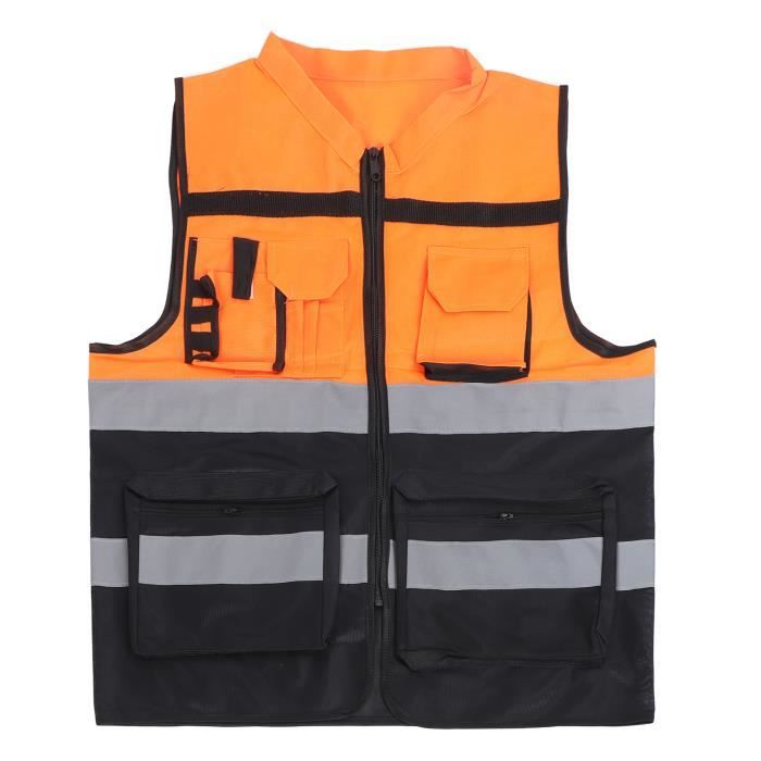 Gilet De Sécurité Réfléchissant Avec Zip - Haute Visibilité - Polyester - NEUF