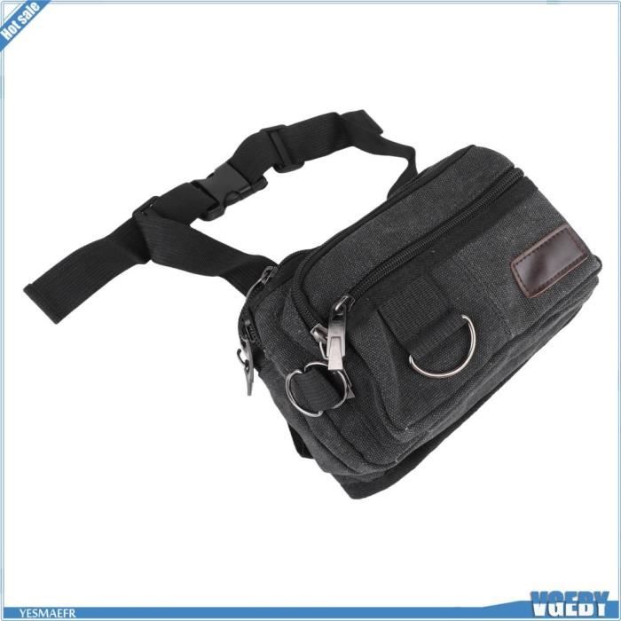 2 Pièces Sac Banane Camouflage Et Noir - Sac Ceinture Nylon Réglable Pour Voyage Randonnée