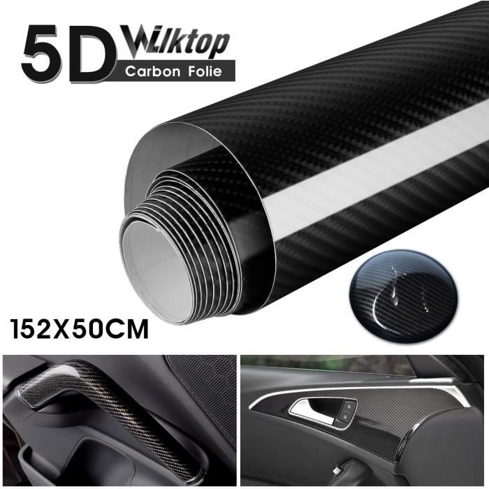 5D Autocollant Carbone Film 152x50cm, Autocollant Voiture Fibre Vinyle  Adhésif Autocollants pour Véhicule Décoration - Cdiscount Auto