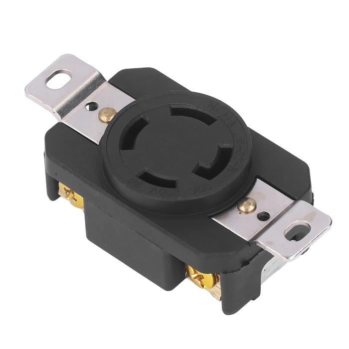 Prise De Verrouillage Hubbell Bryant NEMA L8-20R - 20A, 480V, 1 Phase, 2 Pôles, Noir