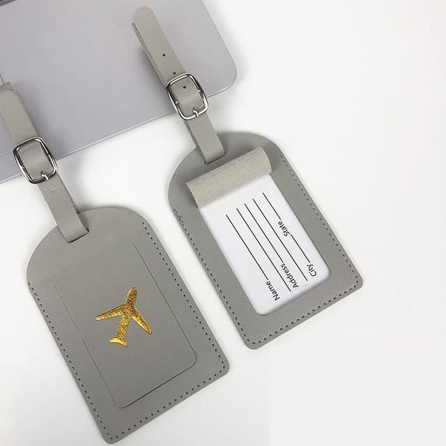 Lot De 4 Étiquettes Valise En Cuir PU - Avec Carte D'Identification - Pour Voyage
