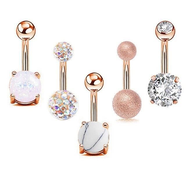 Anneau de nombril,rose gold5 anneaux de nombril en acier inoxydable, Piercing de nombril