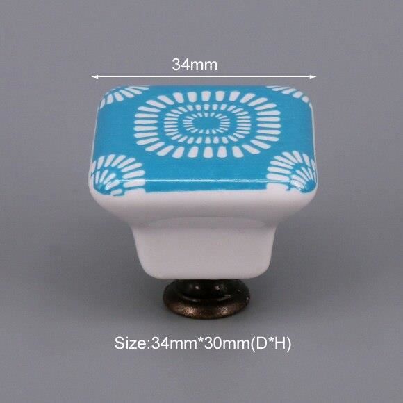 Bouton De Meuble En Céramique Freak Scene – Rayures Bleu Foncé Et Bleu Clair, Taille Moyenne