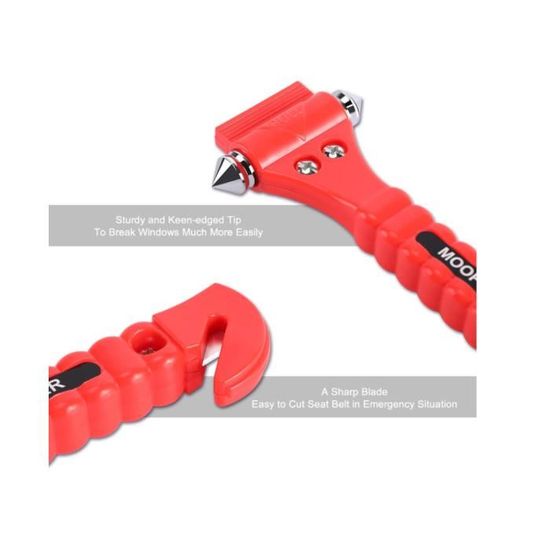 Flaconi Brise Vitre Voiture,Coupe Ceinture Brise Vitre, Briseur de Vitre Voiture Coupe Ceinture,3 en 1 Mini Outil d'urgence Portable,Convient pour Secours de Voiture (Rouge