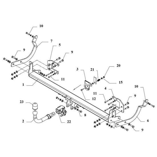 Attelage démontable horizontal Peugeot 4007 depuis 2007 faisceau 7 broches