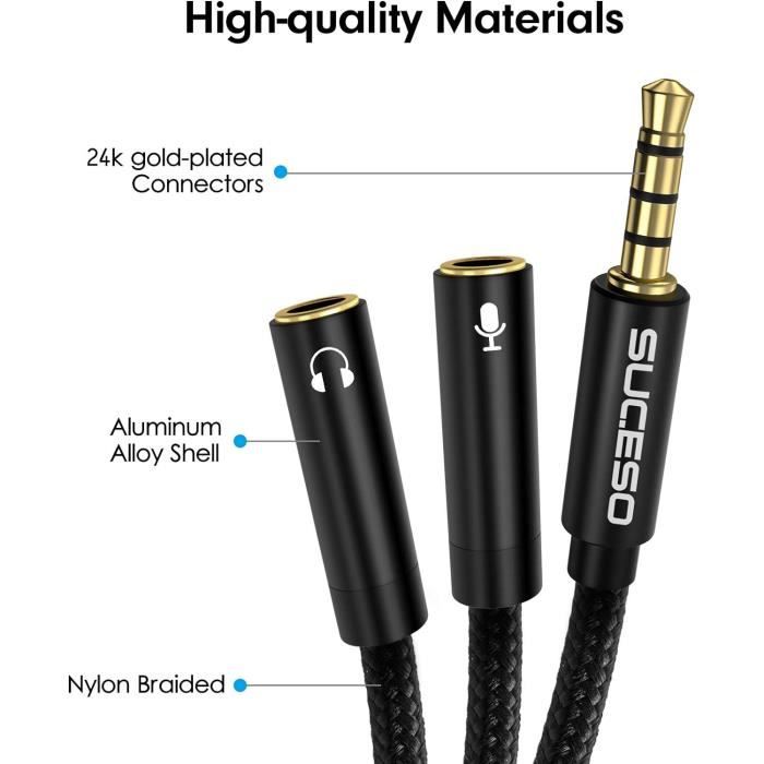 Adaptateur Micro Smartphone Câble Microphone TRS Vers TRRS 3.5mm Angle Droit - Compatible Rode BOYA Raccord Micro Rode BOYA