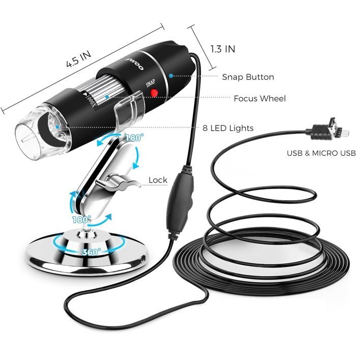 Microscope Enfant X1200 LED – Métal, Valisette + Accessoires – 8 Ans – WDK PARTNER