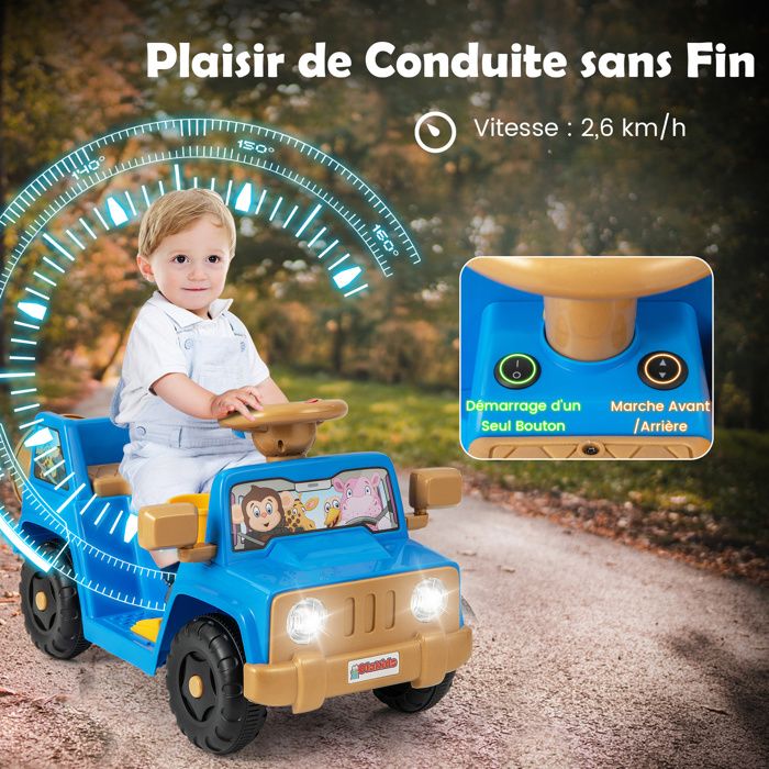 Moto Électrique Enfant 6V – 3 Roues Stable Avec Phares LED Et Musique – Vitesse 3 Km/h – Charge 25 Kg – De 3 à 7 Ans – 82 X 36 X 52,5 Cm