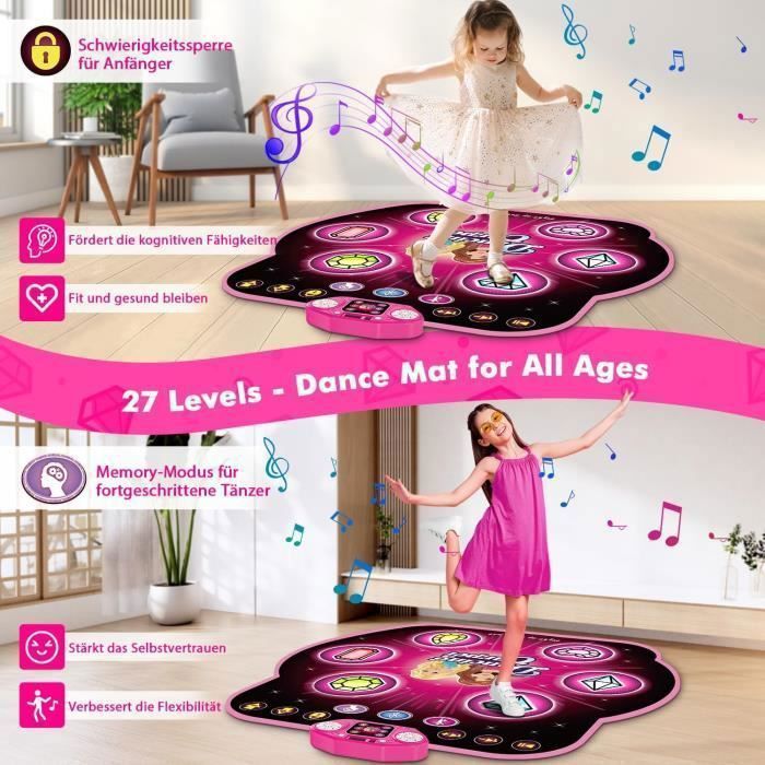 Tapis De Danse Interactif Musical Fille 3-8 Ans - Bluetooth LED Cadeau Anniversaire