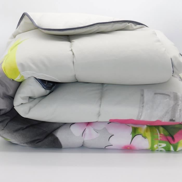 Couette Été Légère 150x200 Cm – Douceur Coton Lavé, Respirante & Imprimée, Idéale Chaleur D’Été