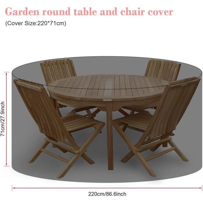 Housse de protection table de jardin ronde et 4 chaises haut de gamme