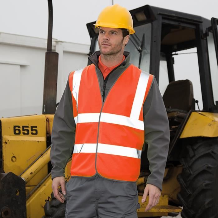 Hommes Hi Viz Vis Vest Gilet Haute Visibilité Gilet Sécurité Vêtements de  Travail Veste