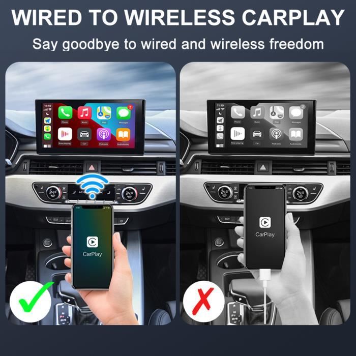 Carlinkit 4.0 Android Auto sans Fil et CarPlay sans Fil Adaptateur,Plug