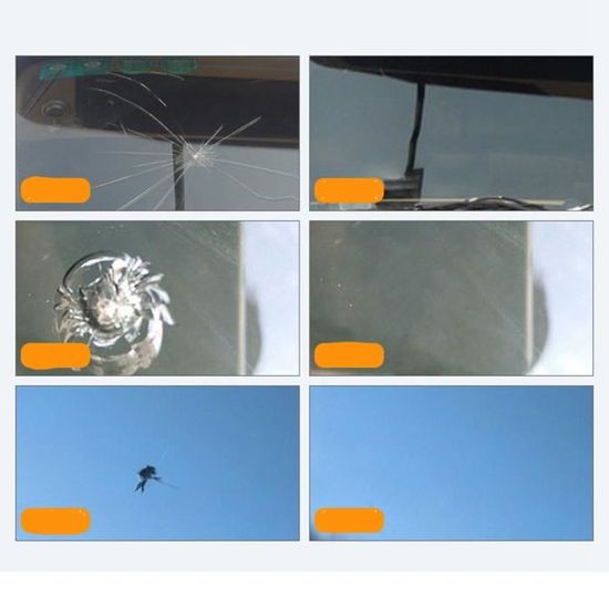 Dioche kit de réparation de liquide de vitre de voiture Kit de réparation  de fissures de pare-brise Ventouses auto decolle Jaune