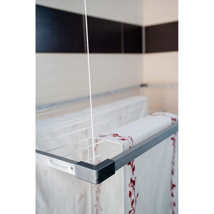 Étendoir à linge de plafond en aluminium - Pour baignoire, balcon,  intérieur et extérieur - Peu encombrant - Fixation facile a[610] -  Cdiscount Maison