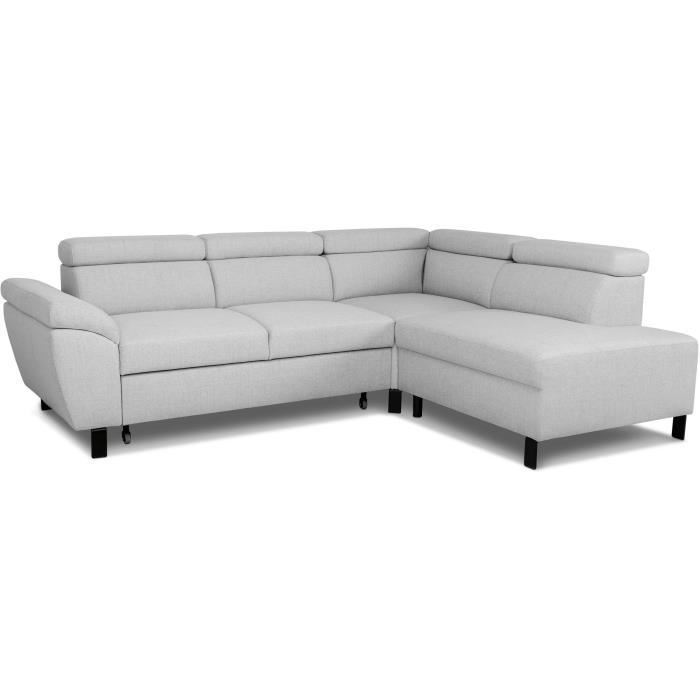 Canapé d'angle convertible simili CLARK 3 places taupe neuf - Ameublement