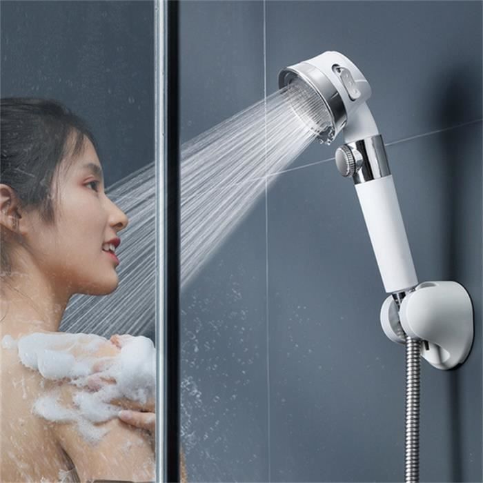 Pommeau de douche de salle de bain 2023 Pommeau de douche à main avec  bouton d'arrêt Buse turbo pressurisée Pommeau de douche haute pression à