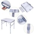 Ashata Table pliante 1x plateau de support de bureau de table pliante réglable en alliage d'aluminium pour pique-nique de camping-3