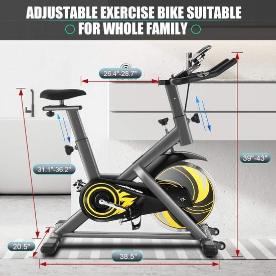 Velo D appartement Connecte APP Velo biking Roue d inertie 18 kg Ecran LCD Silencieux Resistance Hauteur Reglable Charge Max150KG Cdiscount Sport