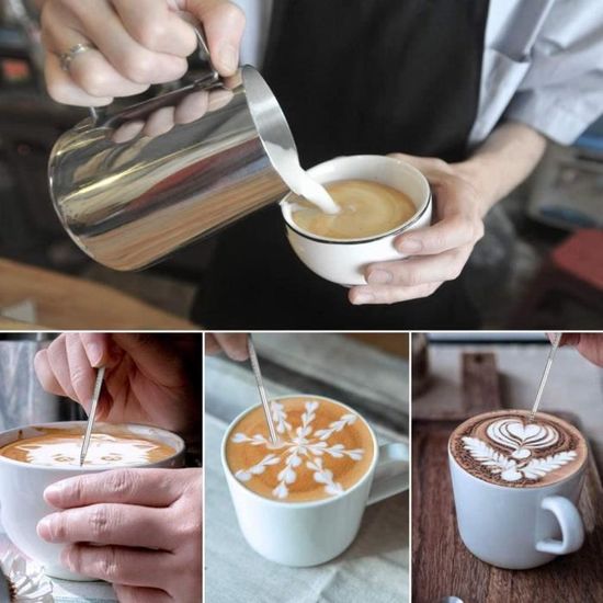 Pichet Inox Avec Couvercle, Milk Pitcher, Tasse À Café En Acier Inoxydable, Mousseur À Lait Pour Pichet Inox Avec Couvercle, Milk Pitcher, Tasse À Café En Acier Inoxydable, Mousseur À Lait Pour
