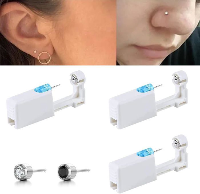 Kit de pistolet de perçage d'oreille bleu jetable, asepse, sécurité saine, nez, boucle d'oreille, ensemble d'outils de perçage, ensemble de Machine, clous d'oreille, bijoux pour le corps