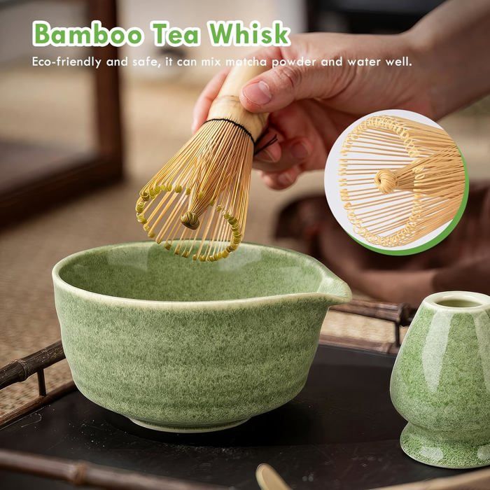 Rose Fouet à Matcha Kit, Matcha Whisk Set 5 Pcs, Kit Matcha