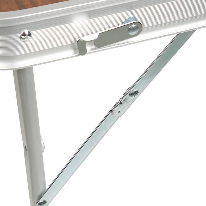 Table Pliante Aluminium Camping 90x60cm - 2 Hauteurs Réglables - Pour Jardin, Pique-nique, Fête