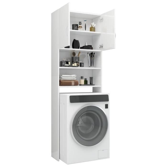 HOT 1901 Meuble de machine laver Armoire de Salle de Bain Blanc