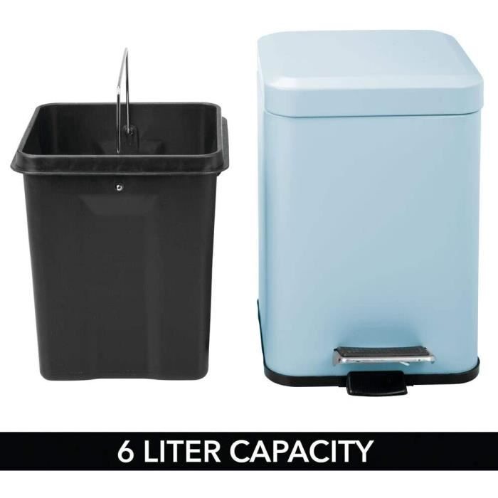 Petite poubelle carré poubelle cuisine 6L en métal à pédalecouvercle et  seau en plastique poubelle de bureaucuisine ou salle 601 - Cdiscount Maison