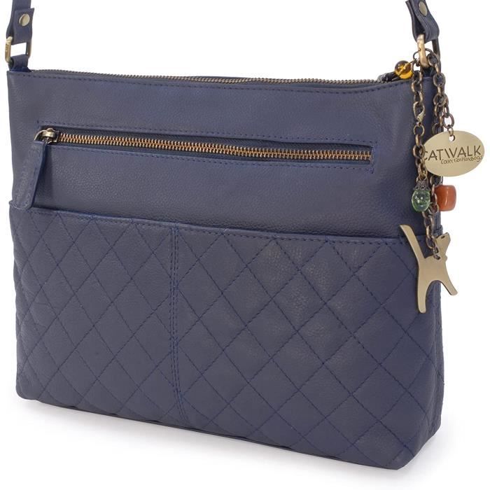 Catwalk Collection Handbags Cuir Matelasse Taille Moyenne Sac porte main Sac a main Sac porte epaule Femme SADIE Cdiscount Bagagerie Maroquinerie