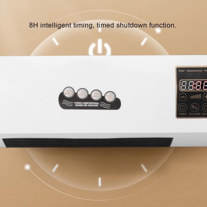 Air Conditionné Petite Pièce Réglable Climatiseur Mural 2000W Avec Télécommande - Chauffage Et Ventilation, Angle 90°, écran Tactile, Pour Chambre Et Cuisine