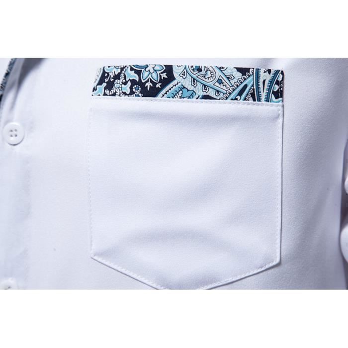 Chemise Homme INSFITY Fashion Manches Longues Slim avec Poches Poitrine - Bleu marine Bleu marine - Prêt-à-Porter