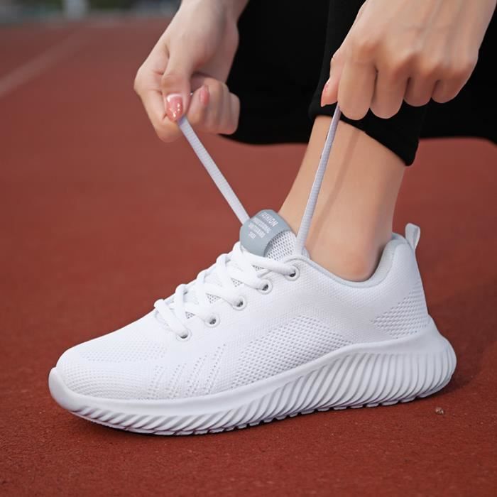 Baskets Femme Chaussures Basket Femme Mesh Blanc Sport Textile
