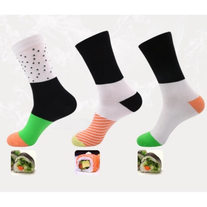 Lot de 3 paires de chaussettes de sushi pour homme et femme Saumon Nigiri Concombre Maki Noel Cdiscount Maison
