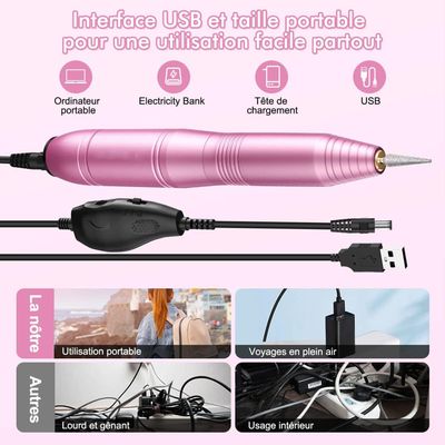 Ponceuse à Ongles électrique Sans Fil Auriox M109 Professionnelle - Rechargeable USB 12V