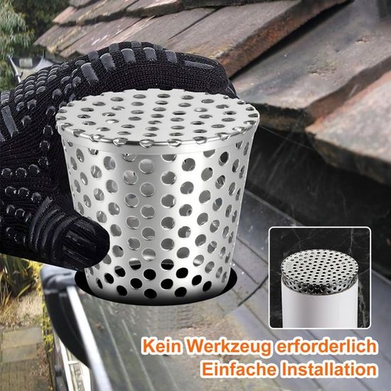 Protection Gouttière Inox Anti-Feuilles – Crapaudine Filtre Maille Acier 304, Diamètres 50 à 200 Mm