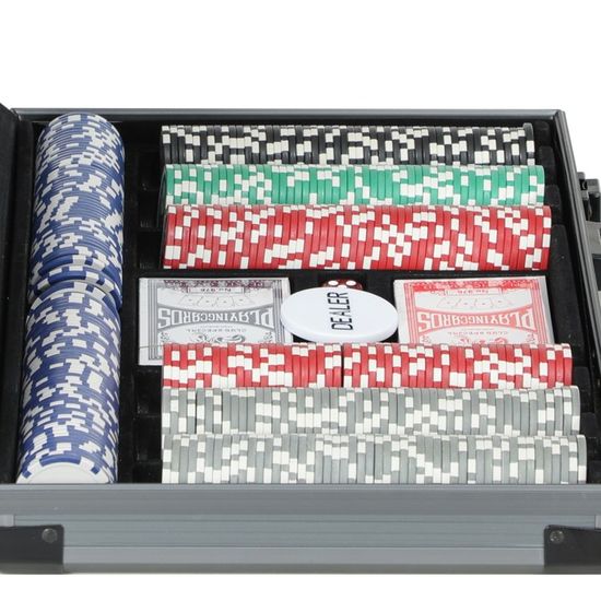 Feuille épaissie Mallette de poker Set de poker, set complet de poker avec 400 jetons, 11,5