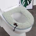 Abattant Wc,Hiver chaud siège de toilette couverture dessin animé chat doux corail tapis de toilette accessoires de - Type green #B-0