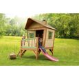 AXI Iris Maison Enfant avec Toboggan rouge | Aire de Jeux pour l'extérieur en marron & vert | Maisonnette / Cabane de Jeu en Bois-0