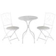 Outsunny Ensemble de jardin bistro 3 pièces 2 chaises pliantes et table ronde en métal époxy et plateau mosaïque - blanc-0