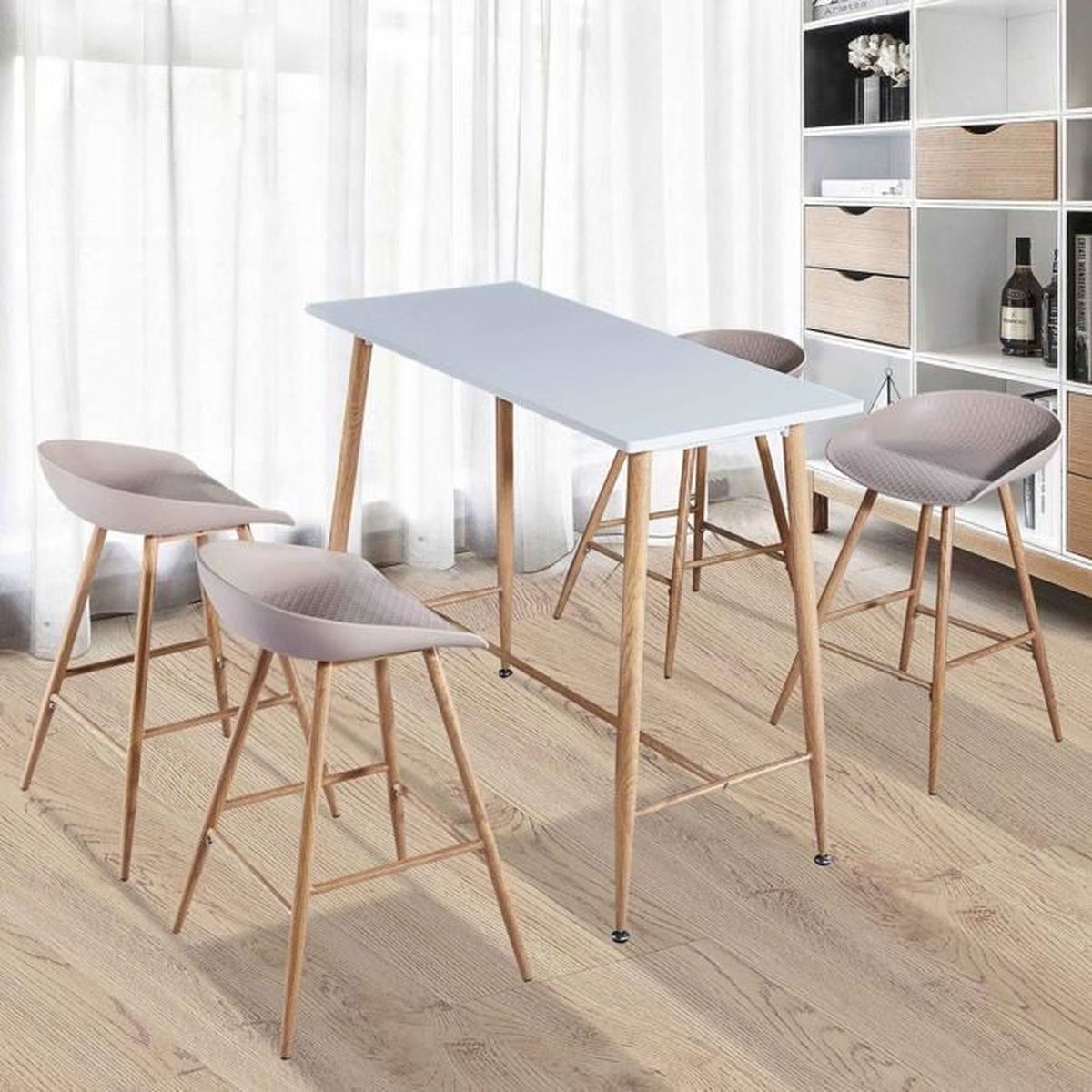 Table haute avec 4 chaises blanches  Cdiscount Maison