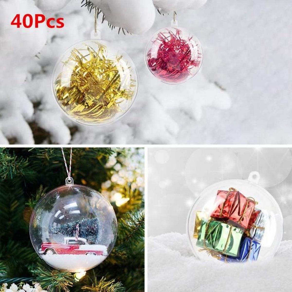 Acheter Boule De Noel Transparente Lot De 40pcs Boules De Noel Transparente A Remplir 8cm En Plastique Achat Vente Boule De Noel Soldes Cdiscount