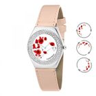 16547 Montre Alysson Coquelicot à mouvement tournant SC Crystal ornée de Cristaux scintillants