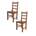 T M C S Tommychairs - Set 2 chaises cuisine RUSTICA, robuste structure en bois de hêtre peindré en couleur noyer clair et assise en bois