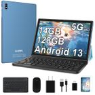 Tablette Tactile 10.1 Pouces - GOODTEL - 14 Go - 128 Go - Android 13 - 8000mAh -8 coeur, Tablette avec clavier, souris Type-C-Bleu