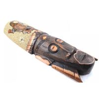 Masque Africain 50cm avec décor Gecko sable et coquillages Cauris