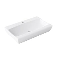 Lavabo suspendu vasque à poser blanc lave mains salle de bain - Mai & Mai - BR152B - Céramique - Rectangulaire