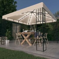[67795] Tonnelle de jardin | Tente de Reception | avec guirlande lumineuse à LED 3x3 m Crème - Robuste de Qualité