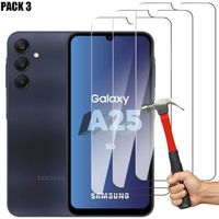 Verre Trempé pour Samsung Galaxy A25 5G - 3 Pièces - Vitre de Protection Transparent Résistant 9H